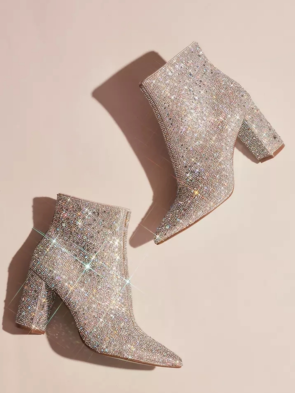 Blue By Betsey Johnson Rhinestone Encrusted Heeled Ankle Booties Size 7.5